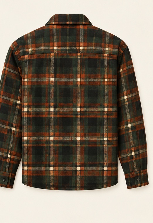 Forest and rust plaid flannel, back